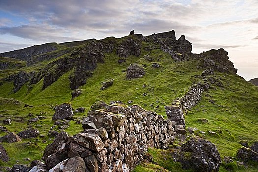 石头,栅栏,山脊,斯凯岛,苏格兰