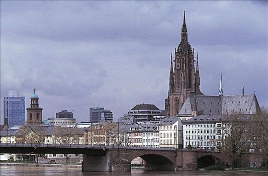 城市,教堂大街,左边,大教堂,教堂,右边,风景,伦敦南岸,河,德国,欧洲