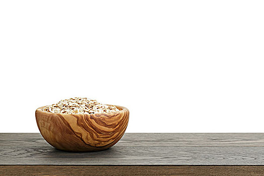 燕麦片,木头,碗,橡树,桌子,白色背景