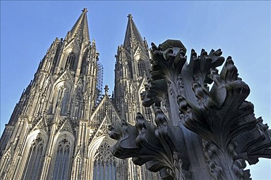 模型,石头,尖顶饰,象征,完成,大教堂,正面,西部,建筑,科隆大教堂,科隆,北莱茵威斯特伐利亚,德国,欧洲