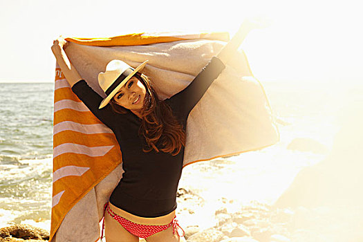 美女,沙滩巾,加利福尼亚,美国