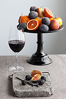 水果,点心架,红酒,切,石头,安大略省,加拿大