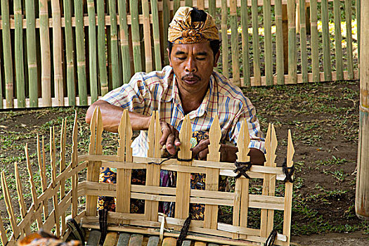 印度尼西亚,巴厘岛,切,建筑,竹子,围栏,使用,只有