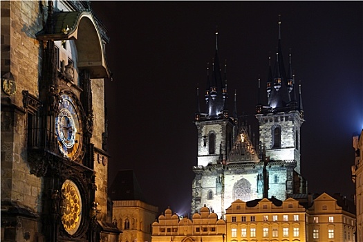 捷克共和国,城市,布拉格,广场,天文钟