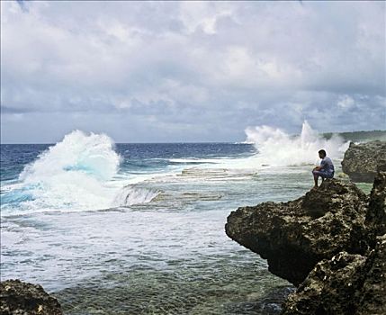 岩石海岸,汤加,南太平洋,大洋洲