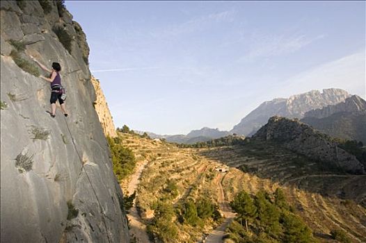 女人,攀岩,靠近,西班牙