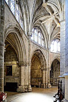 建筑内部,里斯本,大教堂,哥特式,石雕工艺,葡萄牙