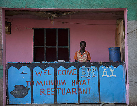 少男,餐馆,埃塞俄比亚