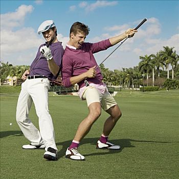 两个,朋友,乐趣,高尔夫球场,比尔提默高尔夫球场,珊瑚顶市,佛罗里达,美国