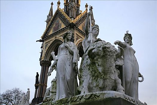 北美,阿尔伯特亲王纪念碑,肯辛顿花园,伦敦,英格兰,英国,欧洲