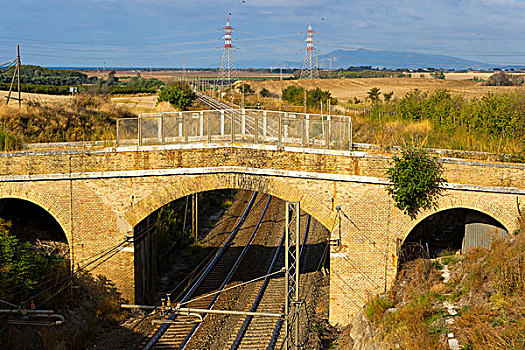 铁路线,桥,托斯卡纳,意大利,欧洲