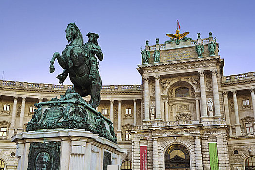 霍夫堡,宫殿,雕塑,王子,尤金,皱叶甘兰,维也纳,奥地利
