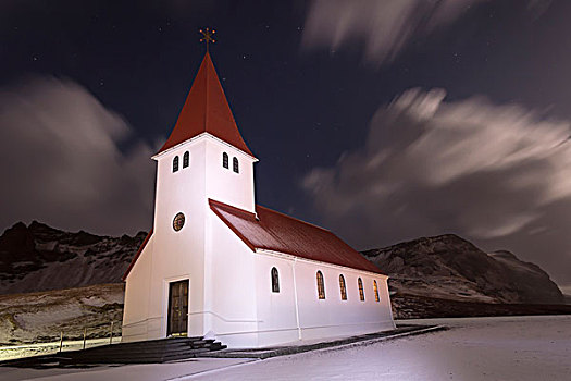 教堂,高处,乡村,夜晚,冬天