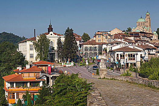 保加利亚,中心,山,大特尔诺沃,老,要塞,区域,俯视图,城市