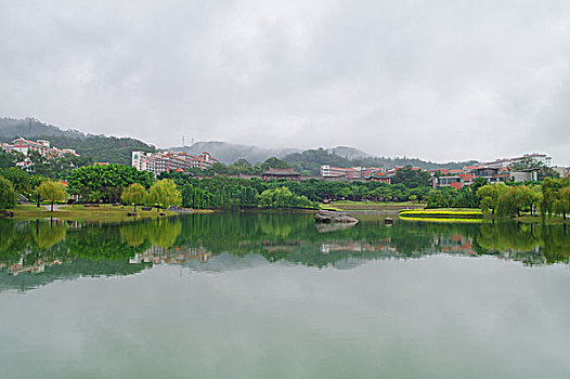 烟雨中的厦门大学芙蓉湖