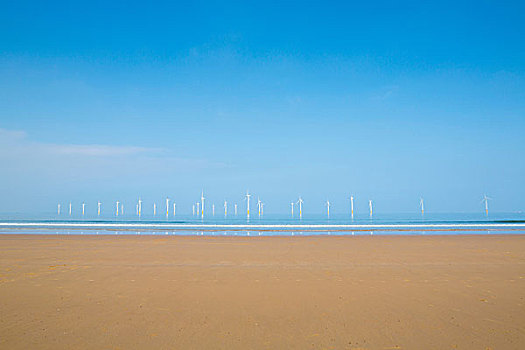 风电场,海滩,北约克郡