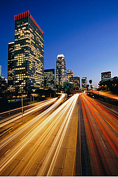 公路,天际线,洛杉矶,加利福尼亚,美国