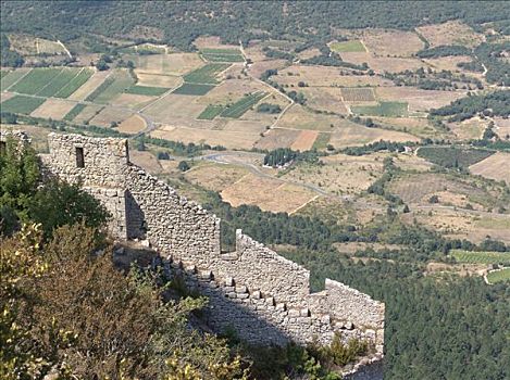 城堡,要塞,上方,2000年,岁月,高,隔阂,山,墙壁,区域,宏伟,展望