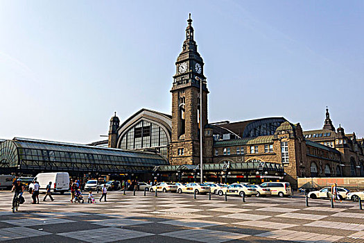 法兰克福火车站,枢纽站,出租车站,汉堡市,德国,欧洲
