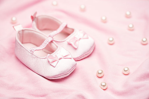 女婴,粉色,毯子,珍珠