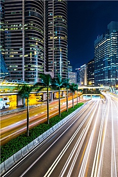 香港,城市,忙碌,交通,夜晚