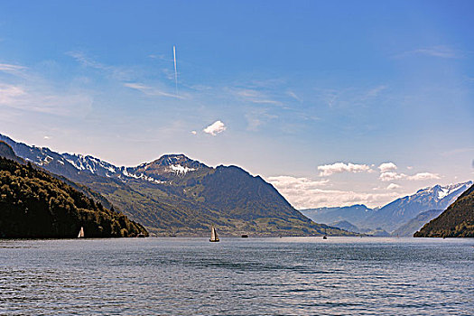 风景,琉森湖,山,天空,瑞士
