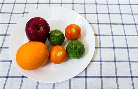 混合,果蔬,马蜂橙,白色背景,盘子