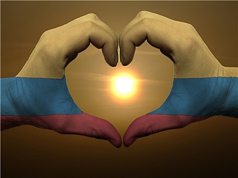 心形,喜爱,手势,彩色,哥伦比亚,旗帜