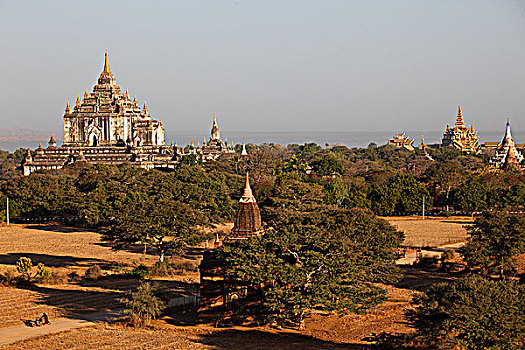 缅甸,蒲甘,庙宇,宫殿,航拍