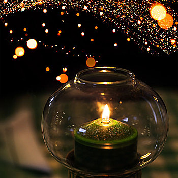 绿色,蜡烛,烛台,玻璃,圣诞灯光,花环,背景