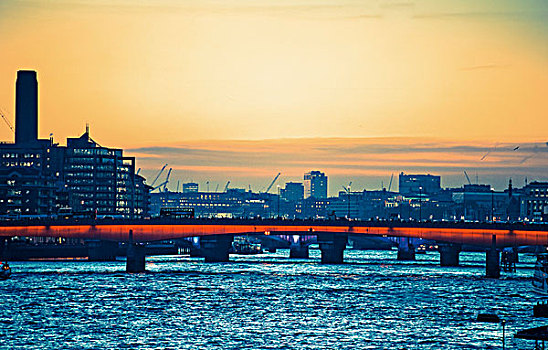 风景,泰晤士河,伦敦,黄昏