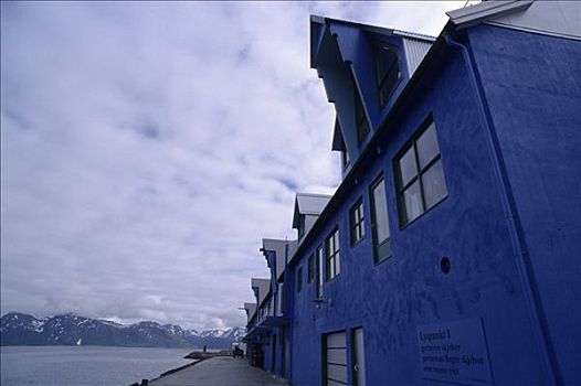 蓝色,房子,岛屿,诺尔兰郡,挪威,斯堪的纳维亚,欧洲