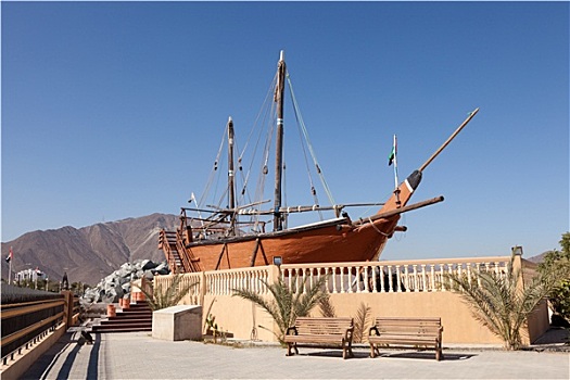 历史,木质,船,阿联酋