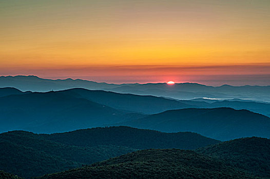 山,墓地,区域,日出,北卡罗来纳