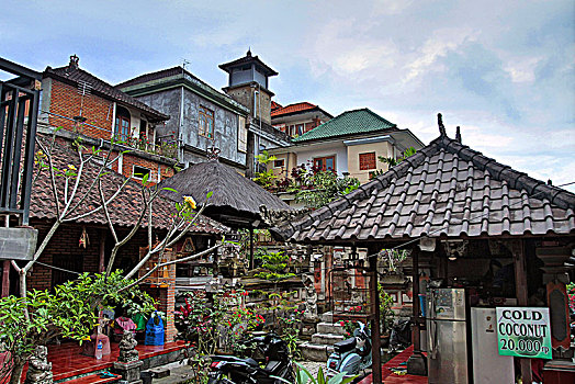 院落,巴厘岛,房子,露台,乌布,印度尼西亚