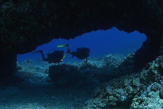 夏威夷,考艾岛,伴侣,深潜,入口,洞穴