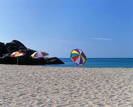 伞,大东海,海滩,沙滩,三亚,海南岛,中国,亚洲