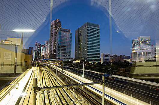 东京,夜晚,新干线,高速列车