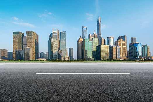 上海现代建筑背景图和城市道路