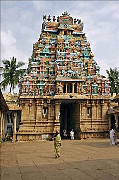 楼塔,印度教,庙宇,泰米尔纳德邦,印度