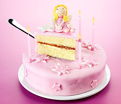 粉色,仙女,生日蛋糕