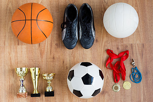 运动,球,靴子,奖杯,哨,奖牌