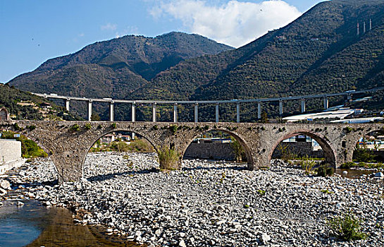 中世纪,拱形,桥,河,阿根廷,背影,新,高架桥,利古里亚海岸,利古里亚,意大利,欧洲