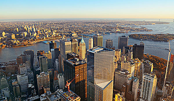 曼哈顿,市区,日落,屋顶,风景,城市,摩天大楼,纽约