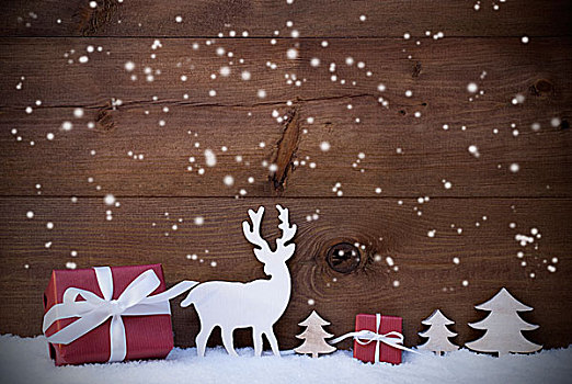 木质,圣诞节,背景,雪花,礼物,树