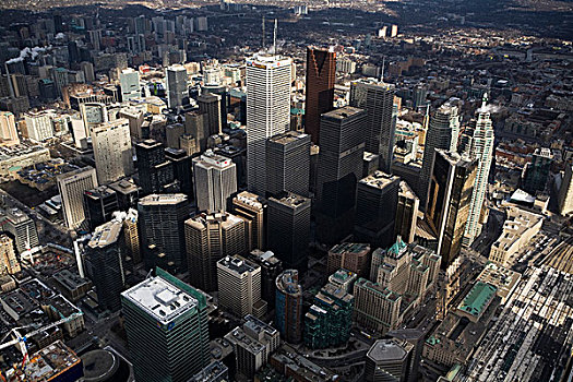 加拿大国家电视塔,俯视,城市,中心,金融中心,多伦多,加拿大,北美