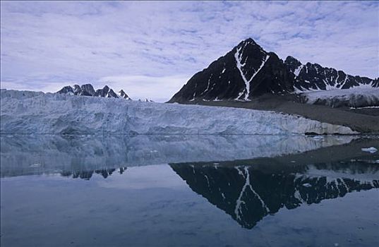 冰河,反射,斯瓦尔巴特群岛,北极,挪威