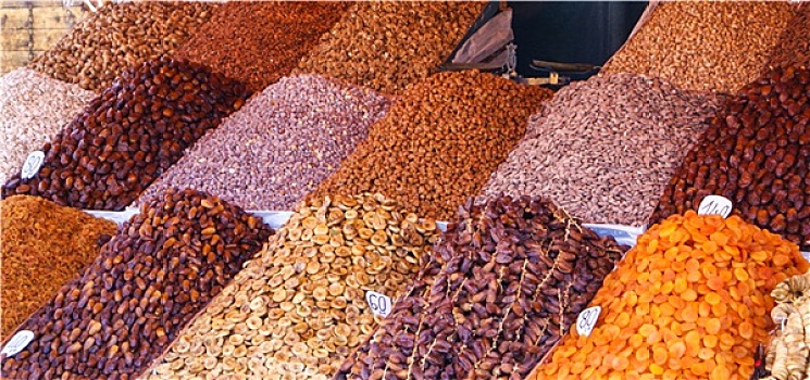 干果,豆类,市场货摊,摩洛哥