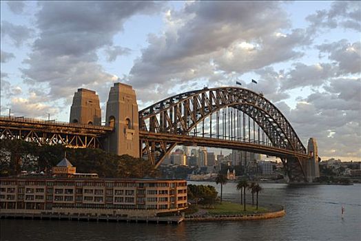 悉尼港大桥,石头,软,早晨,亮光,悉尼,新南威尔士,澳大利亚