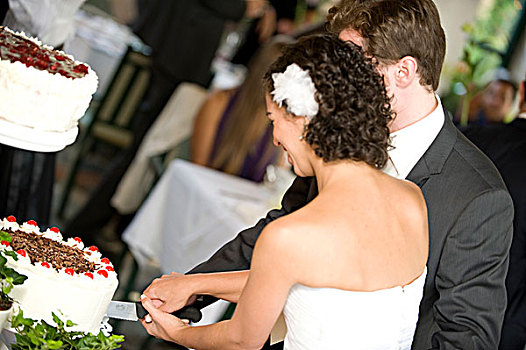 婚礼,伴侣,切,婚礼蛋糕